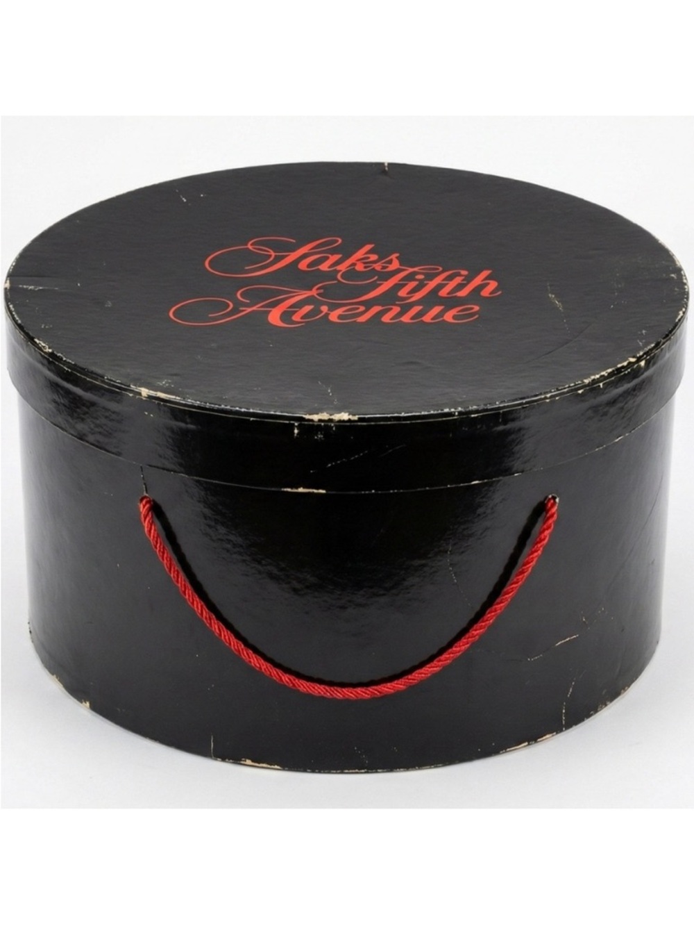 Vintage Saks Fifth Avenue Large Black Hat Box 15" Decor Prop Storage